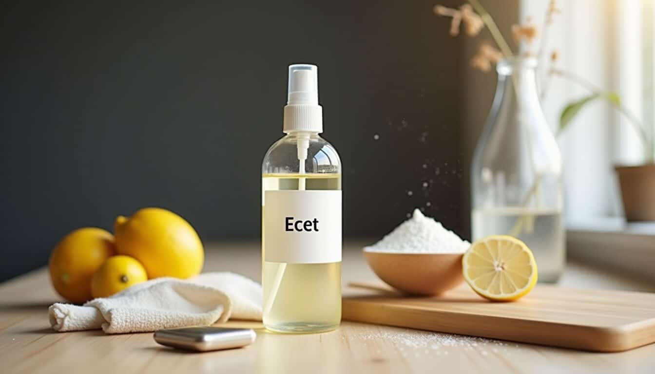 Ecet flakonban pár darad citrom társaságában egy asztalon